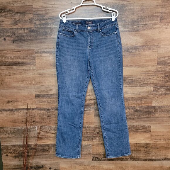 NYDJ Jeans Size 10 Marilyn Straight Mid Rise Tummy Control Medium Wash Stretch - Picture 1 of 12